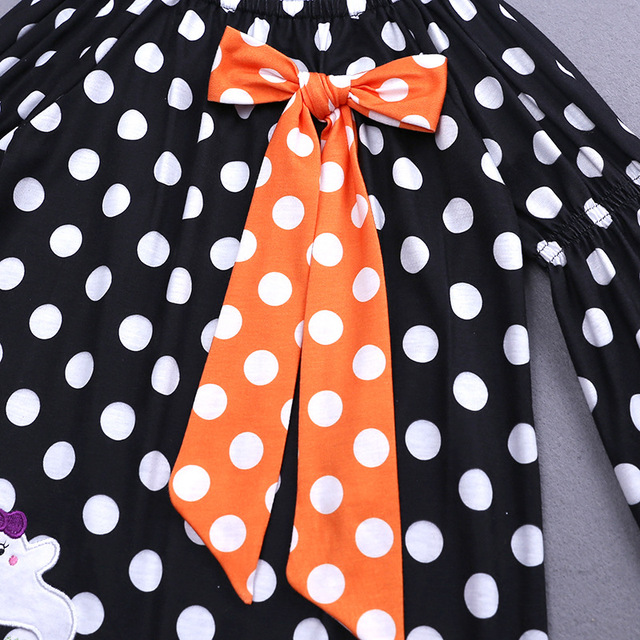 Sukienka dla dzieci dziewczynki w kropki z motywem dyni Halloween - Wianko - 10
