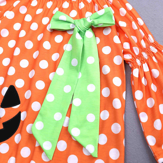 Sukienka dla dzieci dziewczynki w kropki z motywem dyni Halloween - Wianko - 18