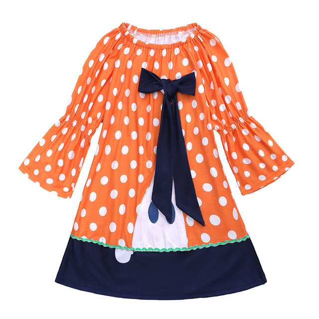 Sukienka dla dzieci dziewczynki w kropki z motywem dyni Halloween - Wianko - 8
