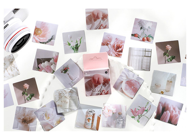 Naklejki Scrapbooking Journamm Ins, 46 szt./paczka - stylowe kwiaty, estetyka kreatywna, dekoracyjne papiernicze (Naklejki Scrapbooking Journamm Ins z motywem stylowych kwiatów, 46 sztuk w paczce - idealne do tworzenia estetycznych i kreatywnych dekoracji papierowych) - Wianko - 55