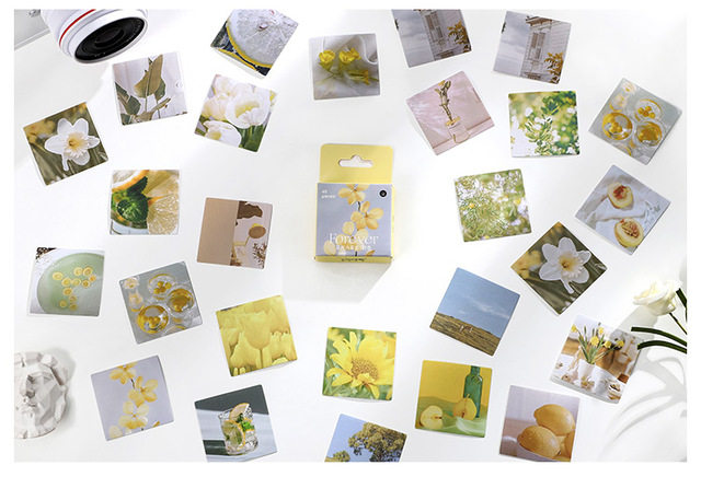 Naklejki Scrapbooking Journamm Ins, 46 szt./paczka - stylowe kwiaty, estetyka kreatywna, dekoracyjne papiernicze (Naklejki Scrapbooking Journamm Ins z motywem stylowych kwiatów, 46 sztuk w paczce - idealne do tworzenia estetycznych i kreatywnych dekoracji papierowych) - Wianko - 47
