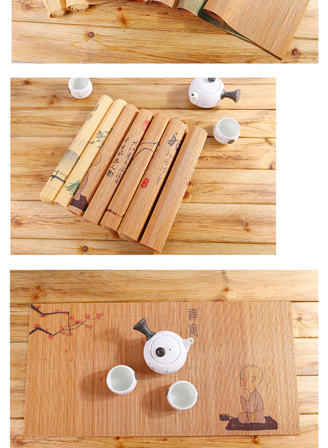 Podkładka do herbaty w starożytnym chińskim stylu - bambusowa, ręcznie malowana, flaga ceremonii herbaty - Wianko - 8