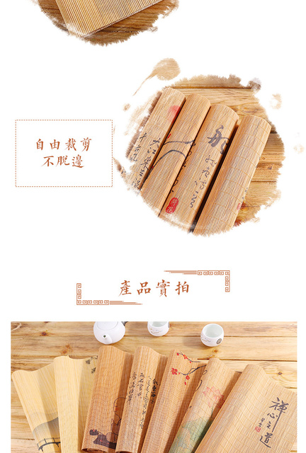Podkładka do herbaty w starożytnym chińskim stylu - bambusowa, ręcznie malowana, flaga ceremonii herbaty - Wianko - 7
