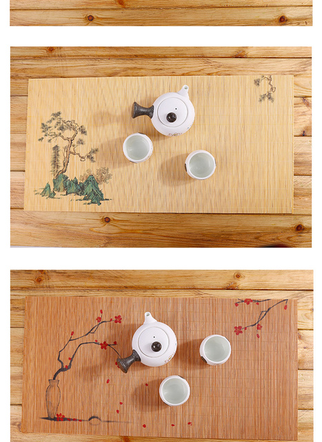 Podkładka do herbaty w starożytnym chińskim stylu - bambusowa, ręcznie malowana, flaga ceremonii herbaty - Wianko - 14