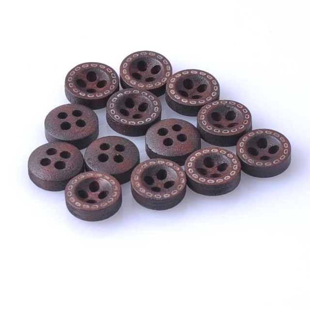 Okragłe drewniane przyciski do szycia - brązowe, 10mm, 100 sztuk w opakowaniu, do scrapbookingu i technik DIY MT0569 - Wianko - 3