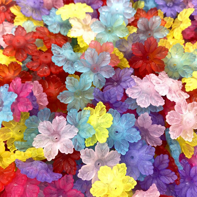Kroplowe akrylowe koraliki do tworzenia biżuterii DIY - mieszane kwiaty - Wianko - 1