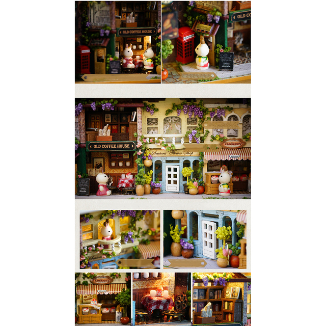 Drewniane DIY skrzynka narzędziowa z 6 rodzajami dekoracyjnych rzemiosł 3D, lalka domu miniatury LED, kreatywny prezent - Wianko - 3
