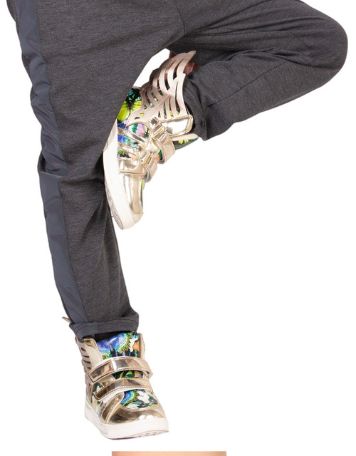 Dresowe spodnie dziecięce 2021 w stylu Hip Hop z odblaskowymi wstawkami - szare - Wianko - 7
