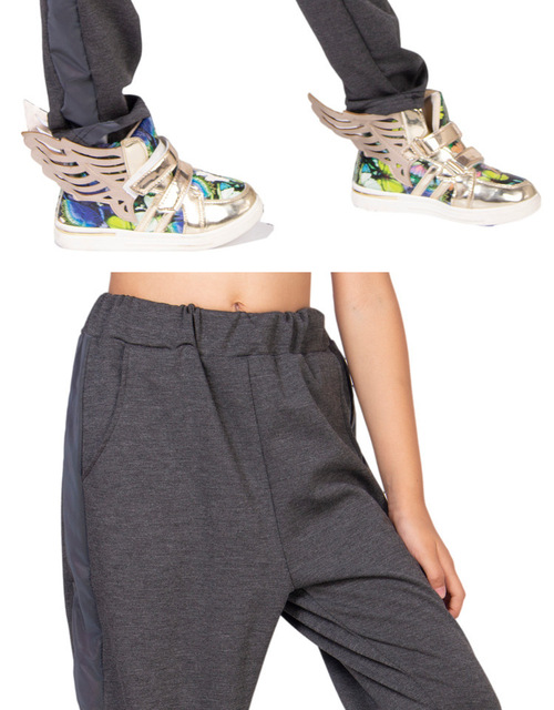 Dresowe spodnie dziecięce 2021 w stylu Hip Hop z odblaskowymi wstawkami - szare - Wianko - 5