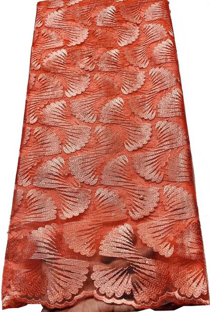 Sukienka z afrykańską koronką 2021, wysokiej jakości tiul, haftowane kryształkami, francuska tkanina - Wianko - 3