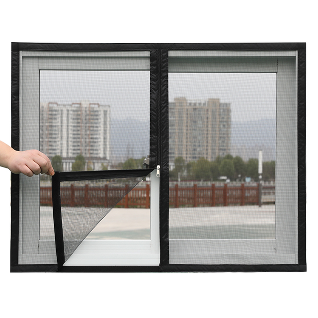 Zabezpieczenie okna przeciw owadom z zamkiem błyskawicznym i niewidocznym ekranem - Wianko - 2