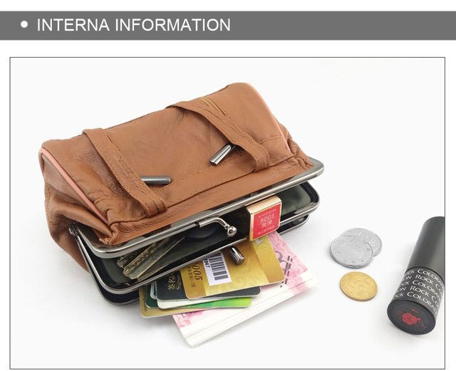 Kobieta moneta torebka skórzane etui na karty portfel metalowa rama portmonetka dzieci mała portmonetka - Wianko - 9