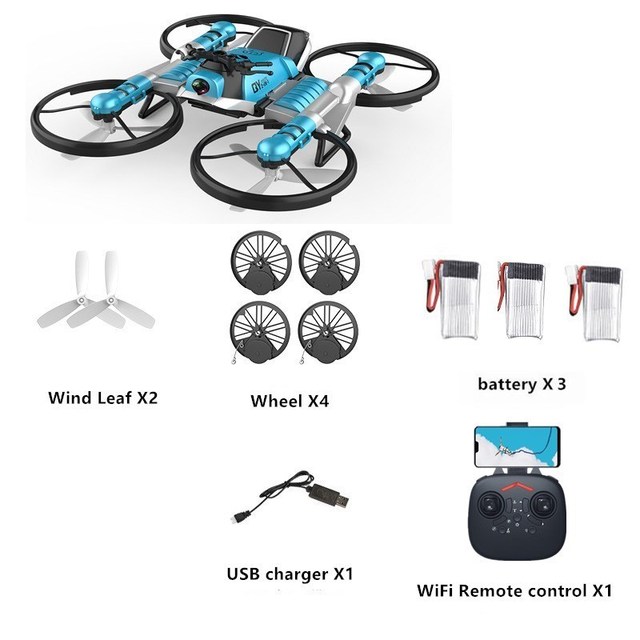 Składany dron zdalnie sterowany z kamerą HD Wi-Fi, czujnikiem gestów i pilotem - 2 w 1 - Wianko - 4