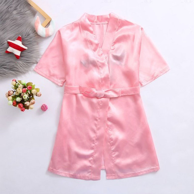 Dziewczęca piżama letnia z haftowanymi koronkami - 2021, w zestawie koszula nocna, szlafrok i usługi domowe, silkowa, dla wieku 2-6 lat - Wianko - 5