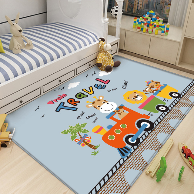 Antypoślizgowy dywan dla dzieci Alfombra Funny Animal Train z wzorem, idealny do zabawy i bezpieczny dla malucha - Wianko - 16