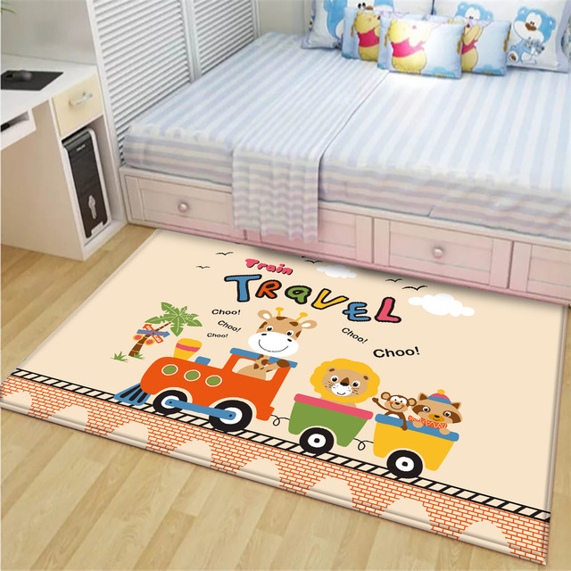 Antypoślizgowy dywan dla dzieci Alfombra Funny Animal Train z wzorem, idealny do zabawy i bezpieczny dla malucha - Wianko - 10