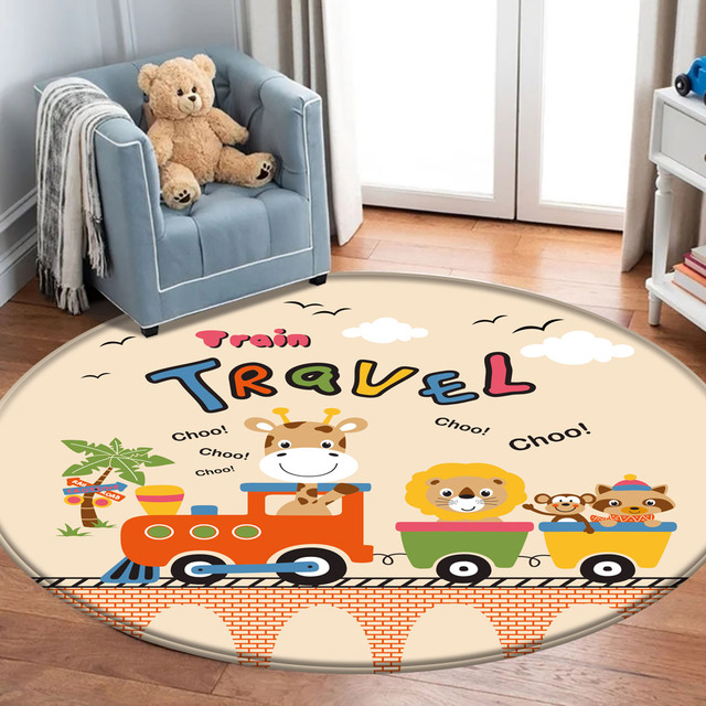 Antypoślizgowy dywan dla dzieci Alfombra Funny Animal Train z wzorem, idealny do zabawy i bezpieczny dla malucha - Wianko - 27