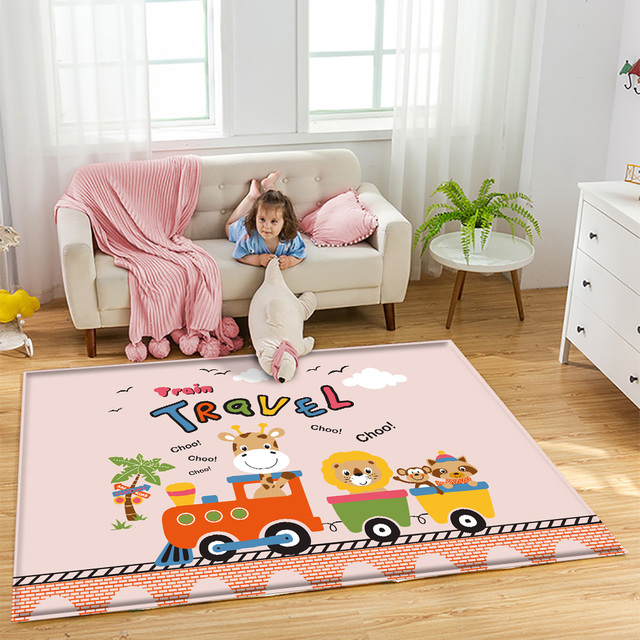 Antypoślizgowy dywan dla dzieci Alfombra Funny Animal Train z wzorem, idealny do zabawy i bezpieczny dla malucha - Wianko - 17