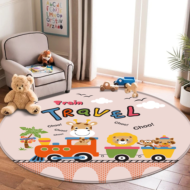 Antypoślizgowy dywan dla dzieci Alfombra Funny Animal Train z wzorem, idealny do zabawy i bezpieczny dla malucha - Wianko - 21