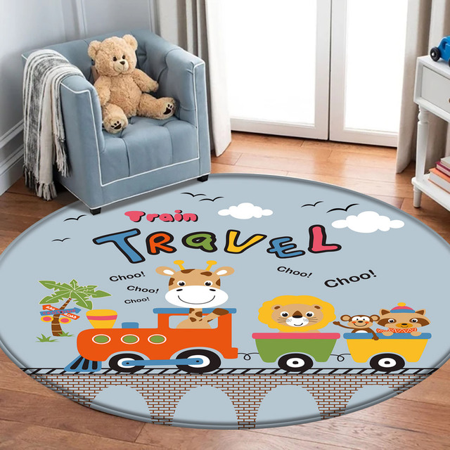 Antypoślizgowy dywan dla dzieci Alfombra Funny Animal Train z wzorem, idealny do zabawy i bezpieczny dla malucha - Wianko - 23