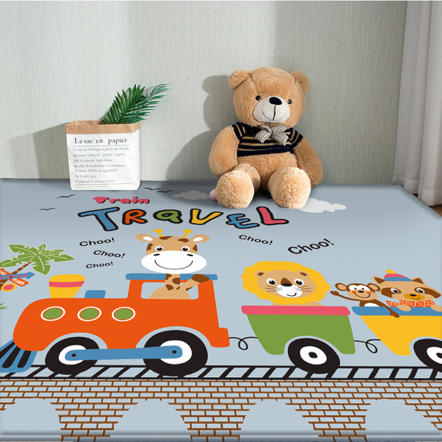 Antypoślizgowy dywan dla dzieci Alfombra Funny Animal Train z wzorem, idealny do zabawy i bezpieczny dla malucha - Wianko - 15