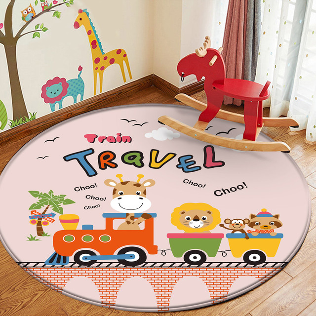Antypoślizgowy dywan dla dzieci Alfombra Funny Animal Train z wzorem, idealny do zabawy i bezpieczny dla malucha - Wianko - 20