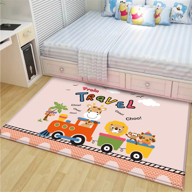 Antypoślizgowy dywan dla dzieci Alfombra Funny Animal Train z wzorem, idealny do zabawy i bezpieczny dla malucha - Wianko - 18