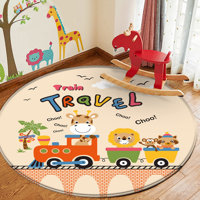 Antypoślizgowy dywan dla dzieci Alfombra Funny Animal Train z wzorem, idealny do zabawy i bezpieczny dla malucha - Wianko - 26