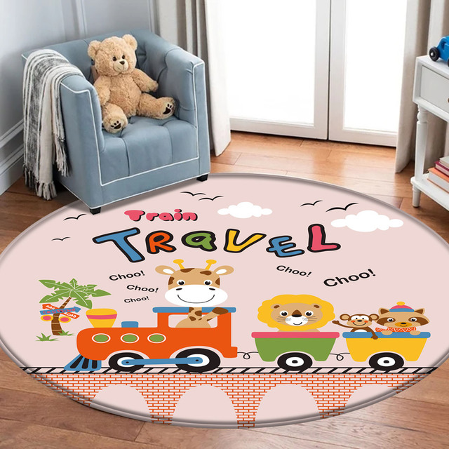 Antypoślizgowy dywan dla dzieci Alfombra Funny Animal Train z wzorem, idealny do zabawy i bezpieczny dla malucha - Wianko - 22