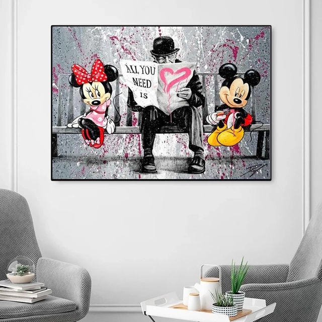 Obraz Disney Mickey i Minnie w stylu graffiti - płótno artystyczne na ścianę z myszką Miki - Wianko - 4