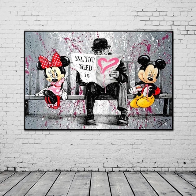 Obraz Disney Mickey i Minnie w stylu graffiti - płótno artystyczne na ścianę z myszką Miki - Wianko - 3