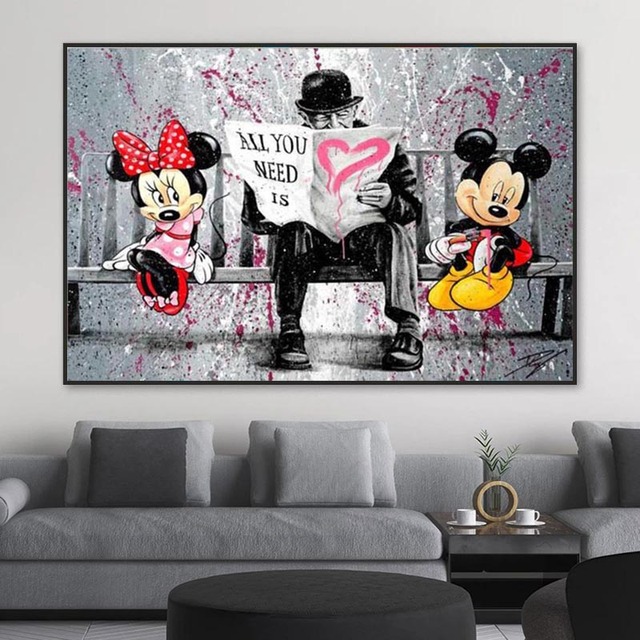 Obraz Disney Mickey i Minnie w stylu graffiti - płótno artystyczne na ścianę z myszką Miki - Wianko - 2