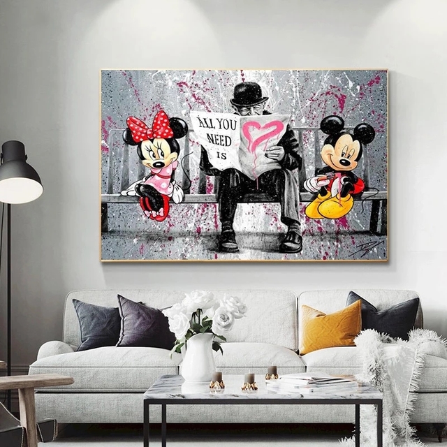 Obraz Disney Mickey i Minnie w stylu graffiti - płótno artystyczne na ścianę z myszką Miki - Wianko - 5
