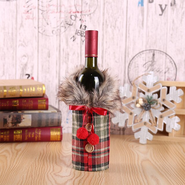 Dekoracyjny pokrowiec na butelkę wina z motywem Świętego Mikołaja na Boże Narodzenie i Nowy Rok 2021 - Wianko - 8