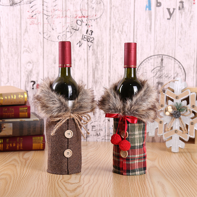 Dekoracyjny pokrowiec na butelkę wina z motywem Świętego Mikołaja na Boże Narodzenie i Nowy Rok 2021 - Wianko - 10