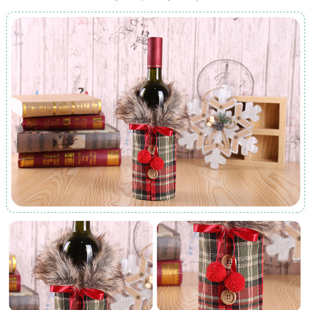 Dekoracyjny pokrowiec na butelkę wina z motywem Świętego Mikołaja na Boże Narodzenie i Nowy Rok 2021 - Wianko - 1