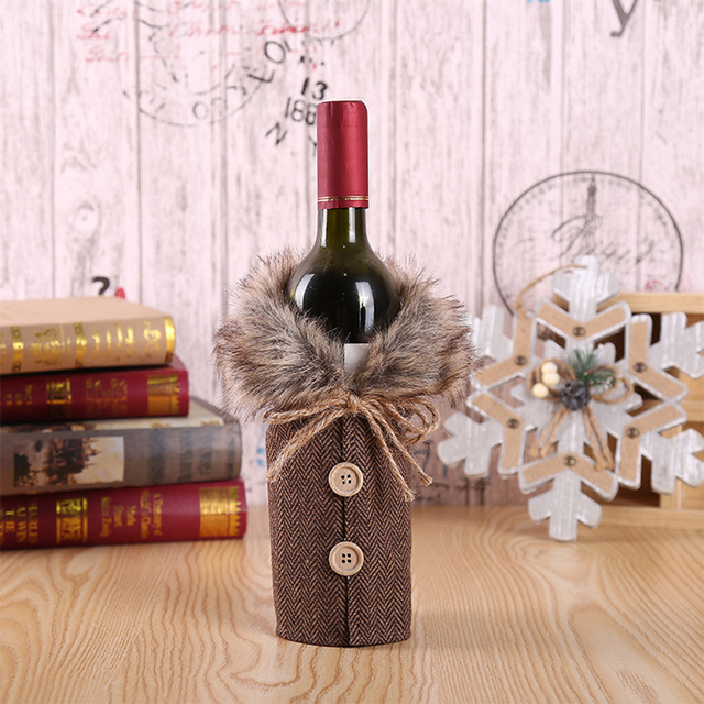 Dekoracyjny pokrowiec na butelkę wina z motywem Świętego Mikołaja na Boże Narodzenie i Nowy Rok 2021 - Wianko - 3