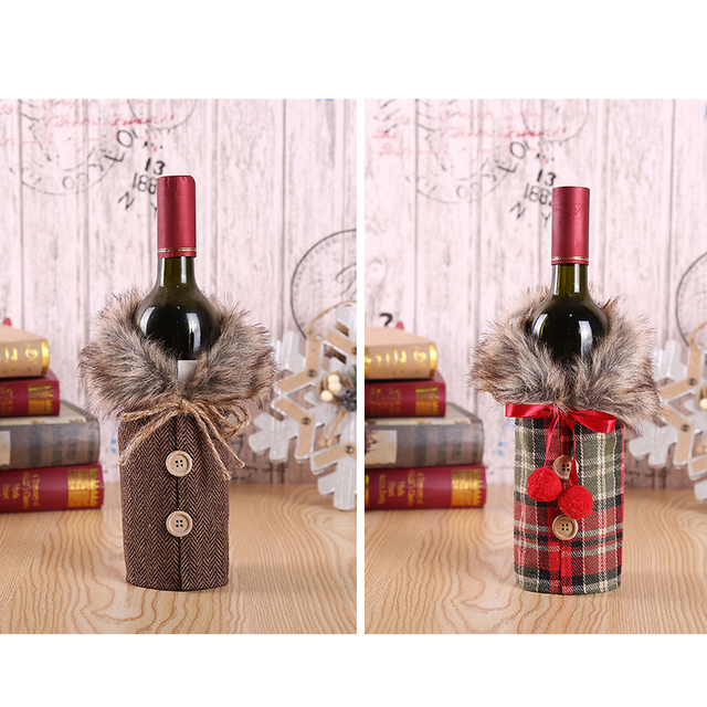 Dekoracyjny pokrowiec na butelkę wina z motywem Świętego Mikołaja na Boże Narodzenie i Nowy Rok 2021 - Wianko - 9