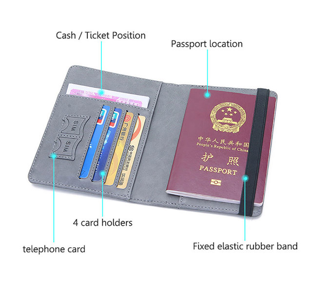 Vintage Business Etui na paszport RFID z wielofunkcyjnym uchwytem - karty, dokumenty, portfel podróżny - Wianko - 6