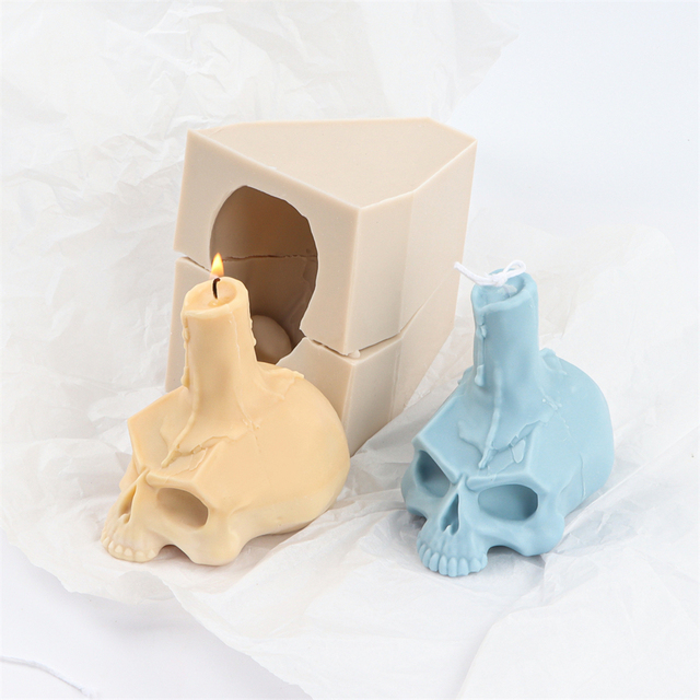 Forma na świece 3D Handmade - dekoracja festiwalowa w kształcie czaszki - DIY, kość, tynk, żywica epoksydowa - Wianko - 8