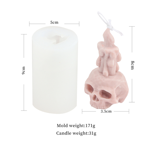 Forma na świece 3D Handmade - dekoracja festiwalowa w kształcie czaszki - DIY, kość, tynk, żywica epoksydowa - Wianko - 11