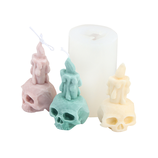 Forma na świece 3D Handmade - dekoracja festiwalowa w kształcie czaszki - DIY, kość, tynk, żywica epoksydowa - Wianko - 1