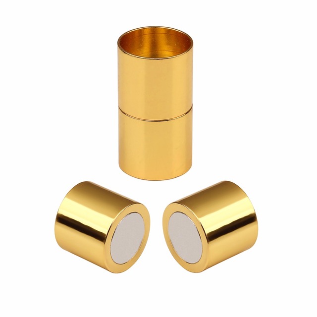 Zestaw 10 magnetycznych klamer LOULEUR w złotym kolorze - pasują do skórzanego sznurka o szerokości 3-12 mm dla tworzenia bransoletek - Wianko - 4
