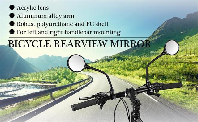 Lusterko wsteczne na kierownicę do rowerów - regulowane, elastyczne lusterko na rower MTB / szosowy / motocykl (1 sztuka) - Wianko - 1