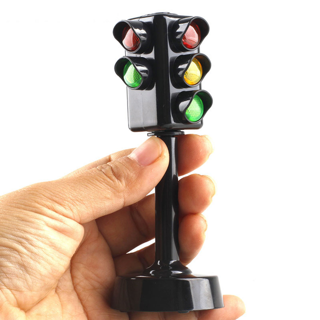 Lampa sygnalizacji świetlnej dla dzieci - symulowane dwustronne znaki drogowe, zabawka do wczesnej edukacji (chłopcy i dziewczynki) - Wianko - 1