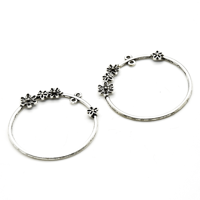 Pierścień złącze kolczyk Charms, 6 sztuk, Retro, okrągły, ze stopu metalu, do ręcznie robionej biżuterii DIY - Wianko - 1