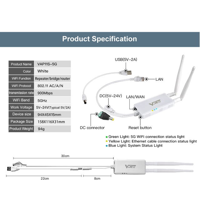 VONETS VAP11S-5G Wi-Fi repeater router bezprzewodowy Wi-Fi bridge wielofunkcyjny dla transmisji wideo na duże odległości - Wianko - 2
