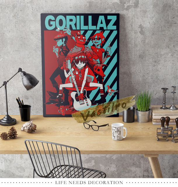 Plakat Gorillaz - Wall Art z postaciami wirtualnego zespołu w kreskówkowym stylu 2D: Russel Hobbs, Murdoc Niccals - Wianko - 5