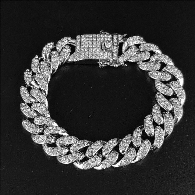 Męska bransoletka Miami kubański Link Chain o wadze 48g - wysokiej jakości biżuteria z masywu Iced Out Pave - Wianko - 5