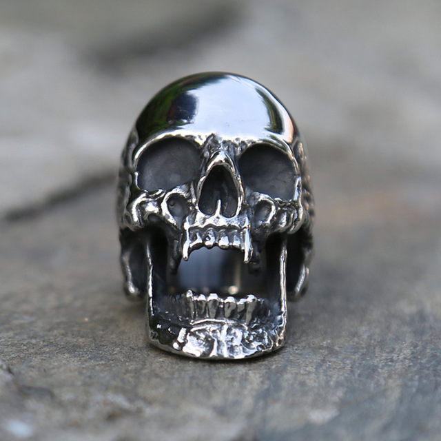Nierdzewna czaszka pierścień Gothic Punk Heavy Metal motocyklowa biżuteria dla mężczyzn i kobiet rozmiar 7-15 - Wianko - 17